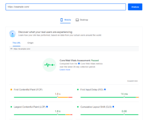 google pagespeed testing tool screenshot