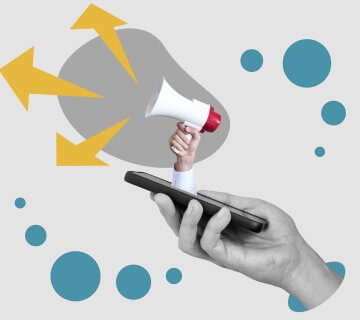 51743580 collage smartphone with a hand holding a megaphone digital marketing concept 360x320